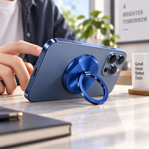Cobalt Faceted Phone Ring Grip — view 2