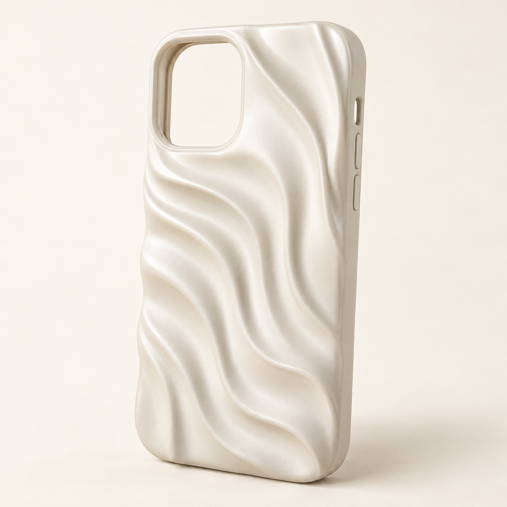 Ivory Sculpted Wave Phone Case — view 1
