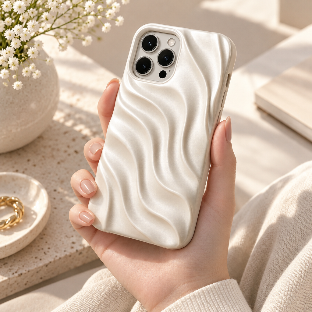 Ivory Sculpted Wave Phone Case — view 2
