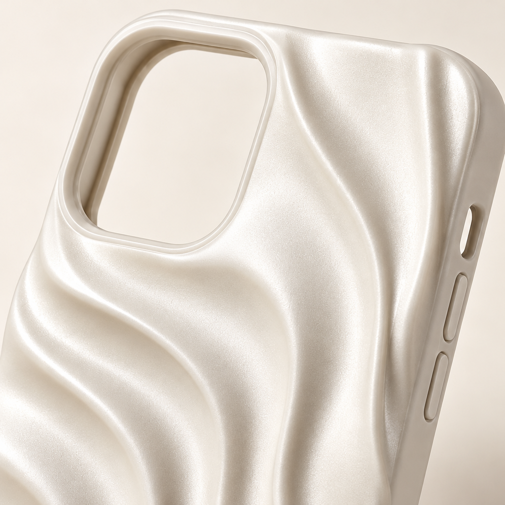 Ivory Sculpted Wave Phone Case — view 3