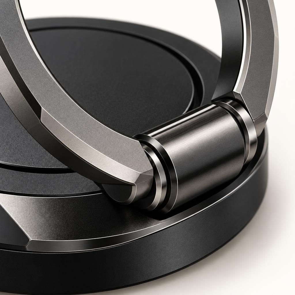 Black Faceted Phone Ring Grip — view 3