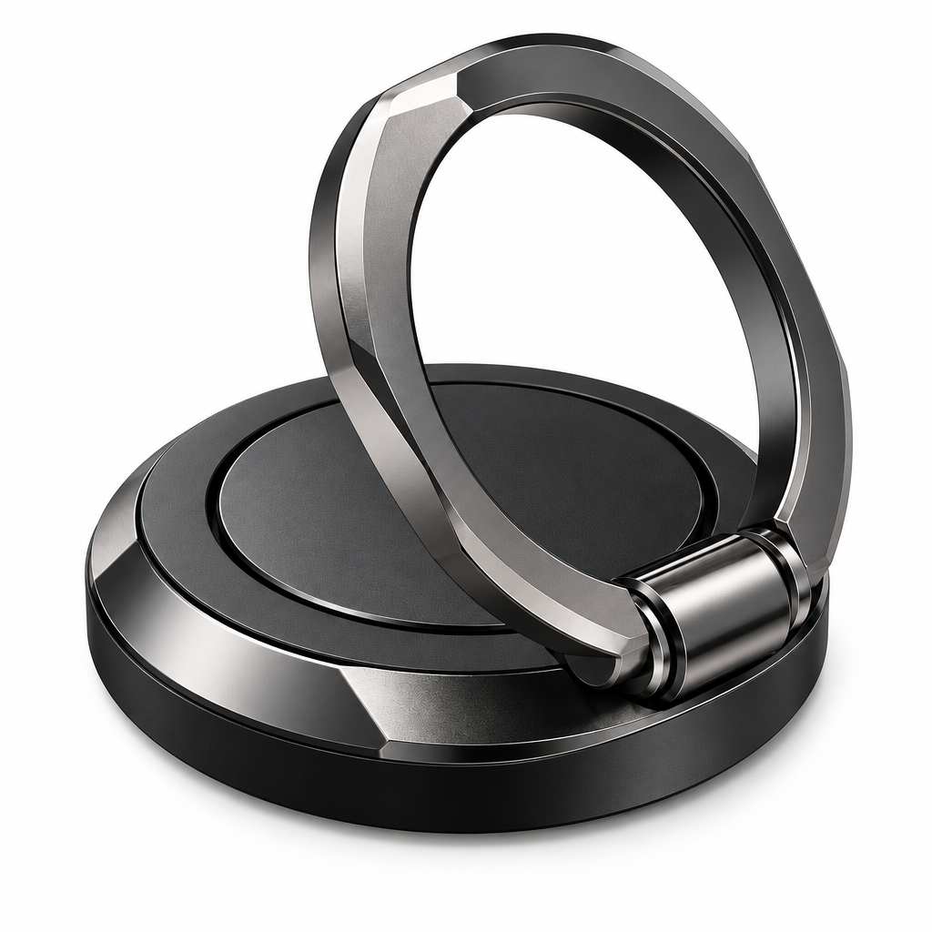 Black Faceted Phone Ring Grip — view 4