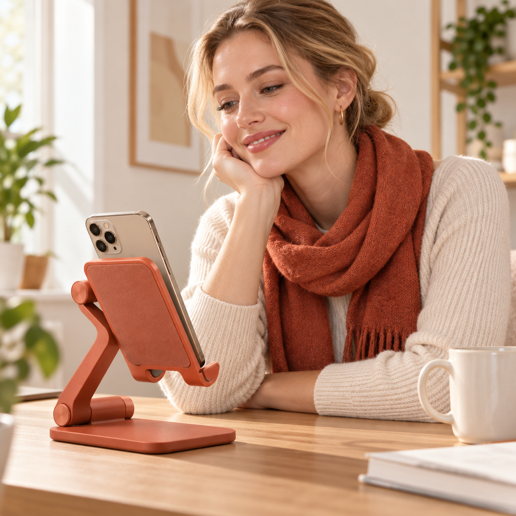 Terracotta Z-Arm Phone Stand — view 2