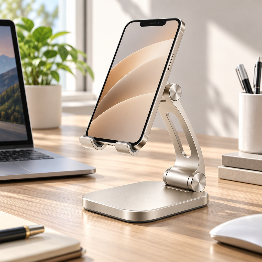 Champagne Curved-Arm Phone Stand — view 2